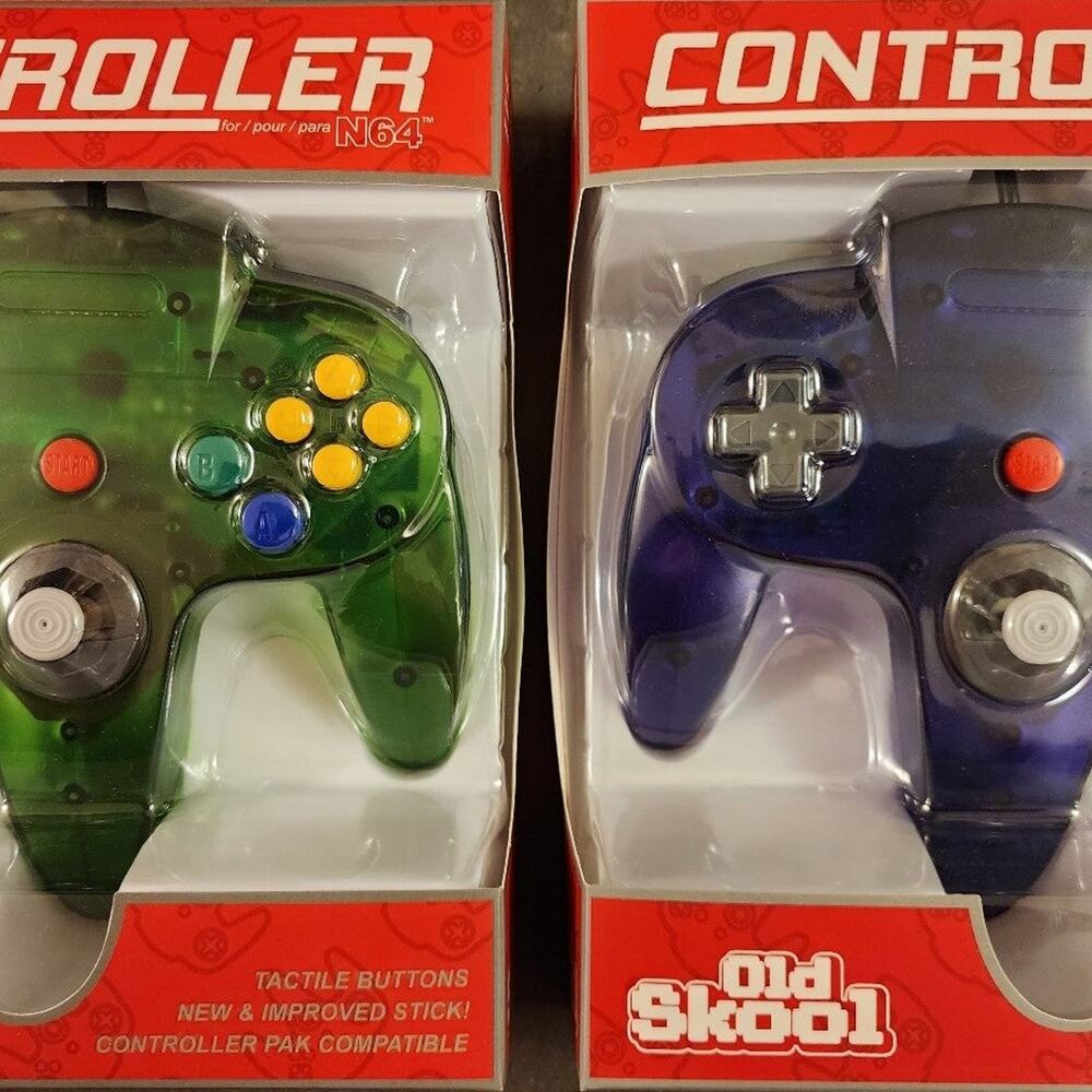2 N64 Controllers - Jungle Green & Grape Purple (NEW) - Nintendo64 - Funtastic